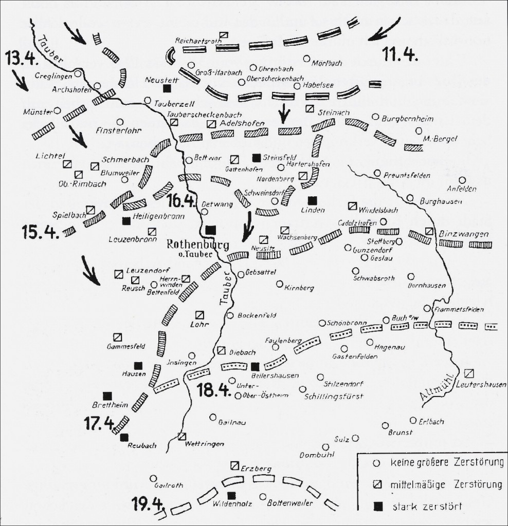 Truppenbewegungen um Rothenburg zwischen 11. und 19. April 1945