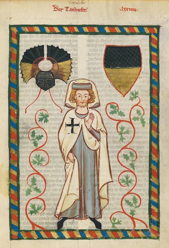 Tannhäuser als Deutschordensritter; Miniatur aus dem Codex Manesse mit Tatzenkreuz