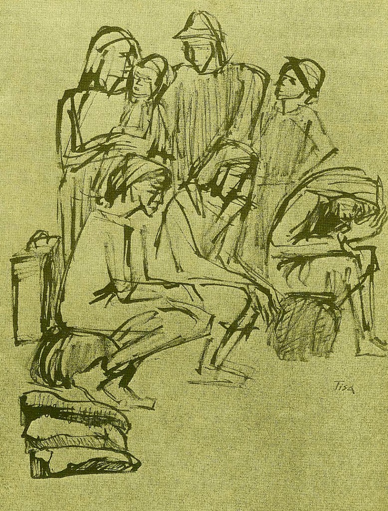 Flüchtlinge, Zeichnung von Tisa von der Schulenburg (Sammlung Stegemann)